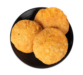 Indian Popular Spicy Snack Kachori Also Know as Kachodi, Katchuri And Fried Dumpling on White Background