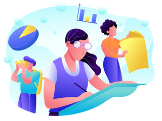 flat illustration for distance education, consulting, training, courses, learn, student life. Modern vector illustration concepts for website and mobile website development