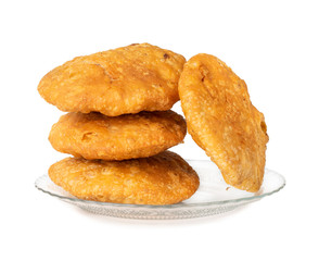 Indian Popular Spicy Snack Kachori Also Know as Kachodi, Katchuri And Fried Dumpling on White Background