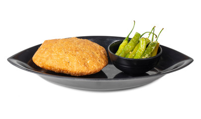Indian Popular Spicy Snack Kachori Also Know as Kachodi, Katchuri And Fried Dumpling on White Background