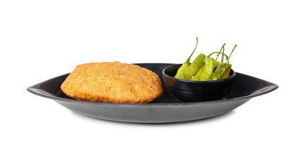 Indian Popular Spicy Snack Kachori Also Know as Kachodi, Katchuri And Fried Dumpling on White Background