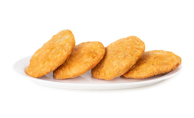 Indian Popular Spicy Snack Kachori Also Know as Kachodi, Katchuri And Fried Dumpling on White Background