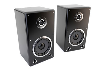 Obraz premium two-way speaker system. Isolate on white background. 3d rendering