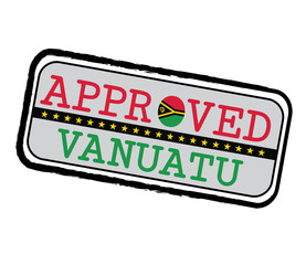 Fototapeta premium Vector Stamp of Approved logo with Vanuatu Flag in the shape of O and text Vanuatu.
