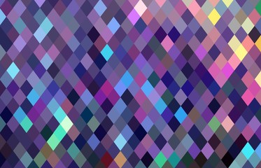 Checkered pixels mosaic pattern. Crystal lilac pink yellow blue background