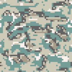 Digital camouflage pattern background, seamless vector illustration. Classic military clothing style. Masking army camo, repeat print for Wallpapers or prints on fabric. Blue and gray colors.