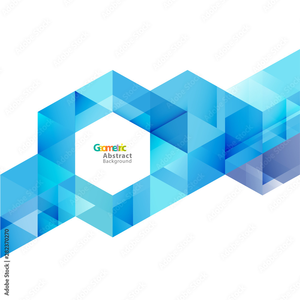 Aufkleber vector blue geometric layout template on white background with space in hexagon. modern background f