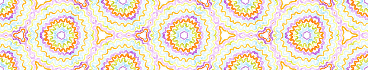 Colorful Seamless Border Scroll. Geometric Waterco