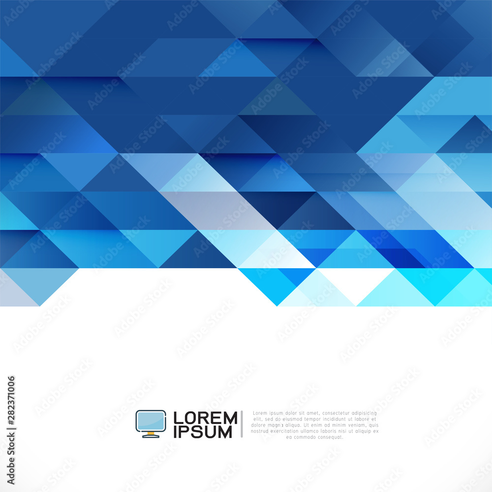 Poster abstract blue geometric layout template on white background with white space on bottom position. mod