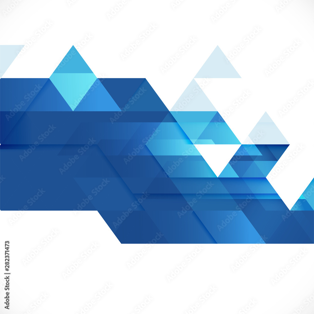 Poster abstract blue geometric layout template on white background with white space on bottom position. mod