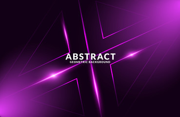 Dark purple Realistic abstract Geometric background. Neon light effect vector