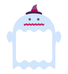 Halloween ghost flat illustration / text space