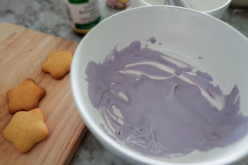 Happy time for kids are preparing the dough, bake cookies in the kitchen, gingerbread man cookies,Christmas baking preparation. 