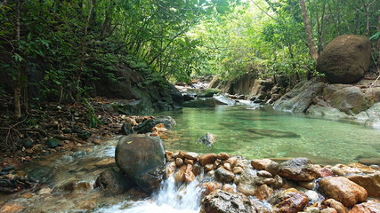 National park Waterfall in to the Thailand jungle 