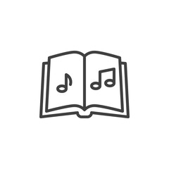 Musical notes book line icon. linear style sign for mobile concept and web design. Music book outline vector icon. Education symbol, logo illustration. Vector graphics