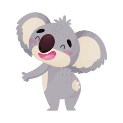 Cute cartoon koala standing. Vector illustration on white background.