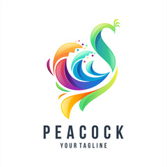awesome gradient peacock logo design