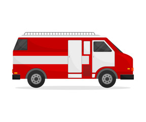 Medical red minibus. Vector illustration on white background.