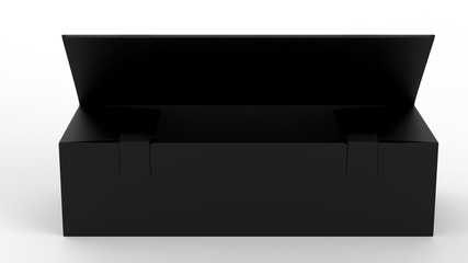 Tea packaging Blank paper box, cardboard container full of rectangular tea bags. Food product advertising mock up template. 3d illustration