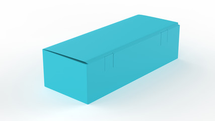 Tea packaging Blank paper box, cardboard container full of rectangular tea bags. Food product advertising mock up template. 3d illustration