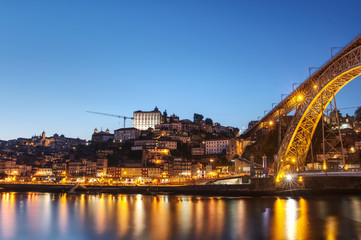 Old town of Porto at the blue hour