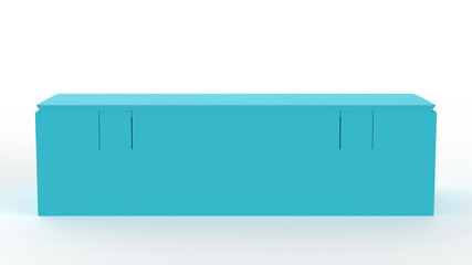 Tea packaging Blank paper box, cardboard container full of rectangular tea bags. Food product advertising mock up template. 3d illustration