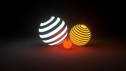 3d rendering,The ball is glowing lights on black.