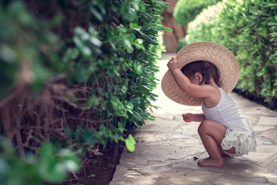 Little Girl Playing Outside