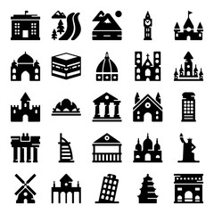 Memorial Buildings Solid Vectors 