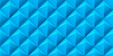Fototapeta na wymiar Vector abstract tiled seamless background with blue soft lightened pyramids.