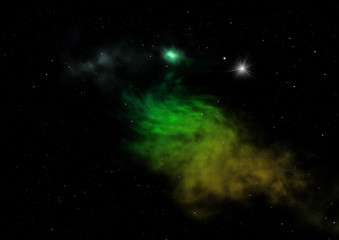 Star field in space and a nebulae. 3D rendering