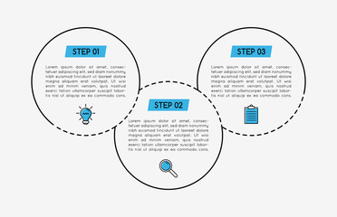 Business infographic with 3 options. Flowchart. Vector