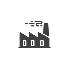 Factory building vector icon. filled flat sign for mobile concept and web design. Industrial factory glyph icon. Symbol, logo illustration. Vector graphics