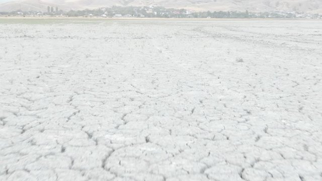Desert surface filled web from cracks make the pattern on soil surface Pollution climate change CRIMEA AUGUST 2019