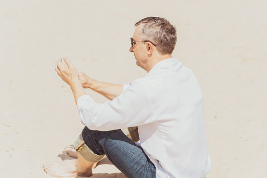 Mature People Lifestyle  and relax concept. Older man at nature resting 