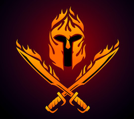 Spartan Coat of Arms, Abstract Flame