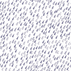Abstract vector seamless pattern with chaotic drops. Classical neutral backdrop. Hand drawn randomly scattered blue dribbles on white background. Inspired by rain. Repeating backdrop for babes - 282383800