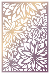 Vector Laser cut panel. Abstract Pattern with flowers template for decorative panel. Template for interior design, layouts wedding invitations, gritting cards, envelopes, decorative art objects etc.