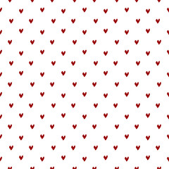 Abstract vector seamless pattern with hearts. Classical neutral backdrop. Red hand drawn hearts on white background. Perfect for Valentine's Day, wedding, engagement. Repeating backdrop for girls,  - 282384271