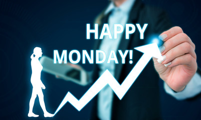 Conceptual hand writing showing Happy Monday. Concept meaning telling that demonstrating order to...