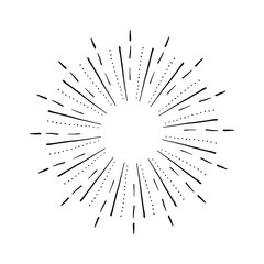 Obraz premium Sun rays hand drawn, linear drawing