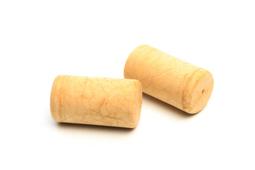 Wine corks isolated on white background .