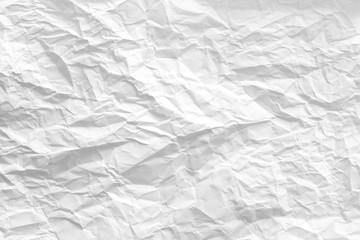 White wrinkled paper sheet. Creased pattern. Eco friendly material. Abstract art background. Copy space.