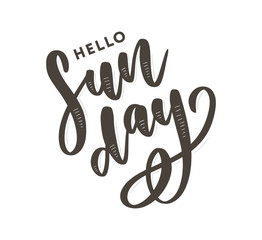 Sunday - Vector hand drawn lettering phrase. Modern brush calligraphy for blogs and social media.