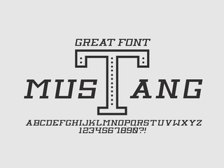 Mustang thin italic font. Vector
