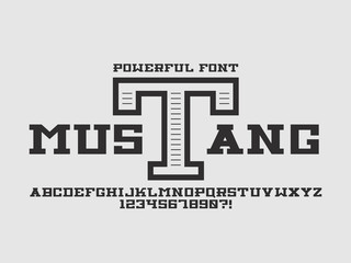 Mustang bold font. Vector 