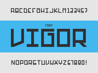 Vigor font. Vector alphabet 