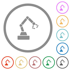 Robot arm flat icons with outlines