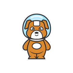 Astronaut Dog.Doggy space mascot logo illustration