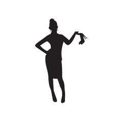 carrier women silhouette logo icon flat vector illustration